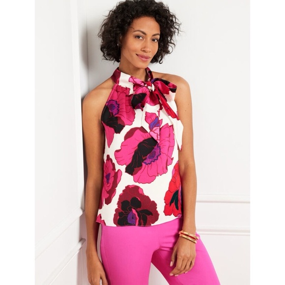 Talbots Tops - NWT Talbots Blooming Floral Tie Neck Halter Blouse